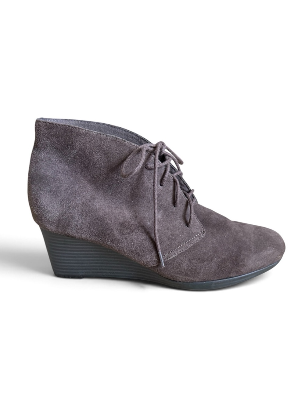 Clarks Suede Lace Up Wedge Ankle Boots Brown Size 8.5